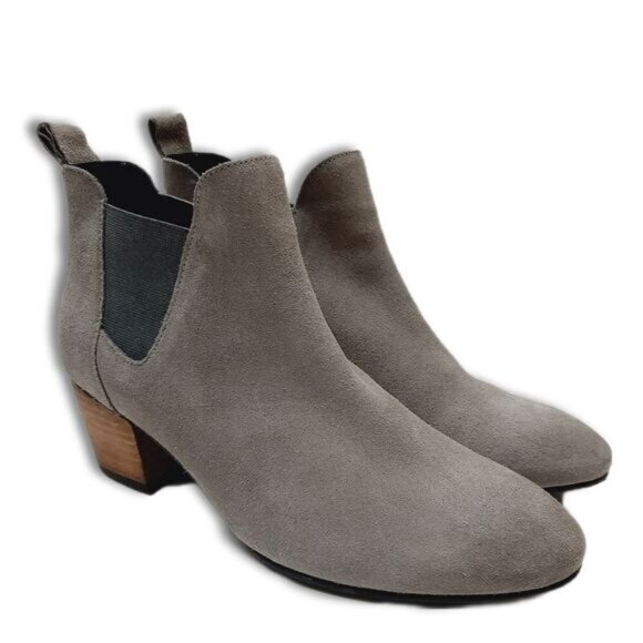 SUPERDRY Yasmin Ankle Boots Genuine Suede Leather Block Heel Grey Sz 9 - Picture 2 of 16